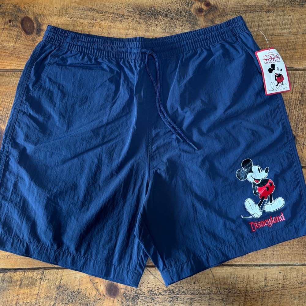 NWT Disneyland Mens Dark Navy Blue Mickey Mouse Swim Board Shorts Size Large